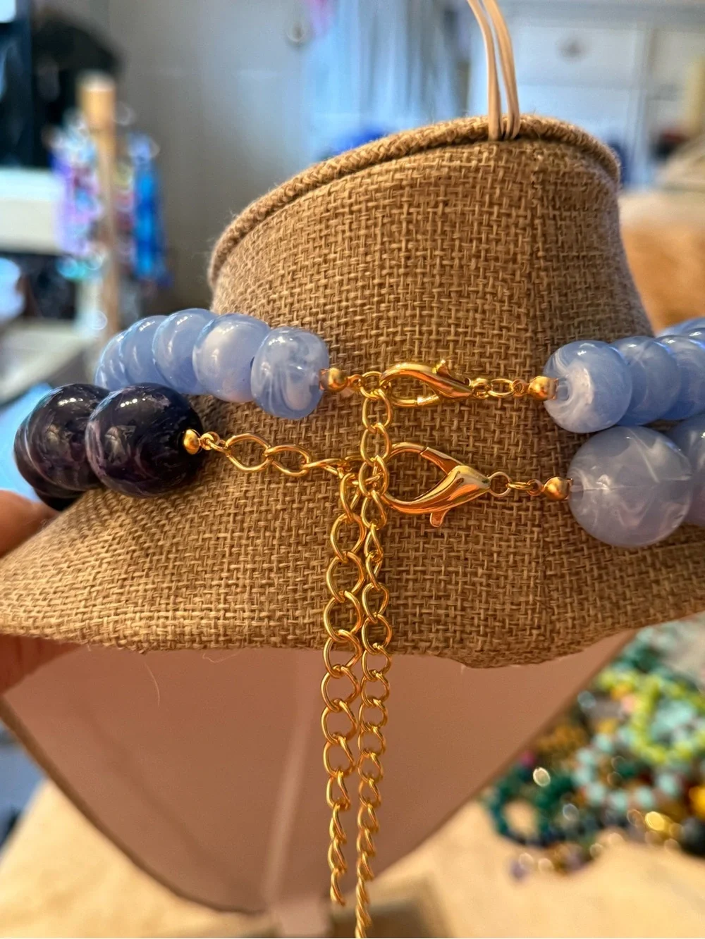 Dual-Tone Blue Graduated Bead Necklace